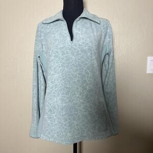 Columbia Microfleece Quarter Zip Pullover Relaxed Fit Ice Blue Botanical Print